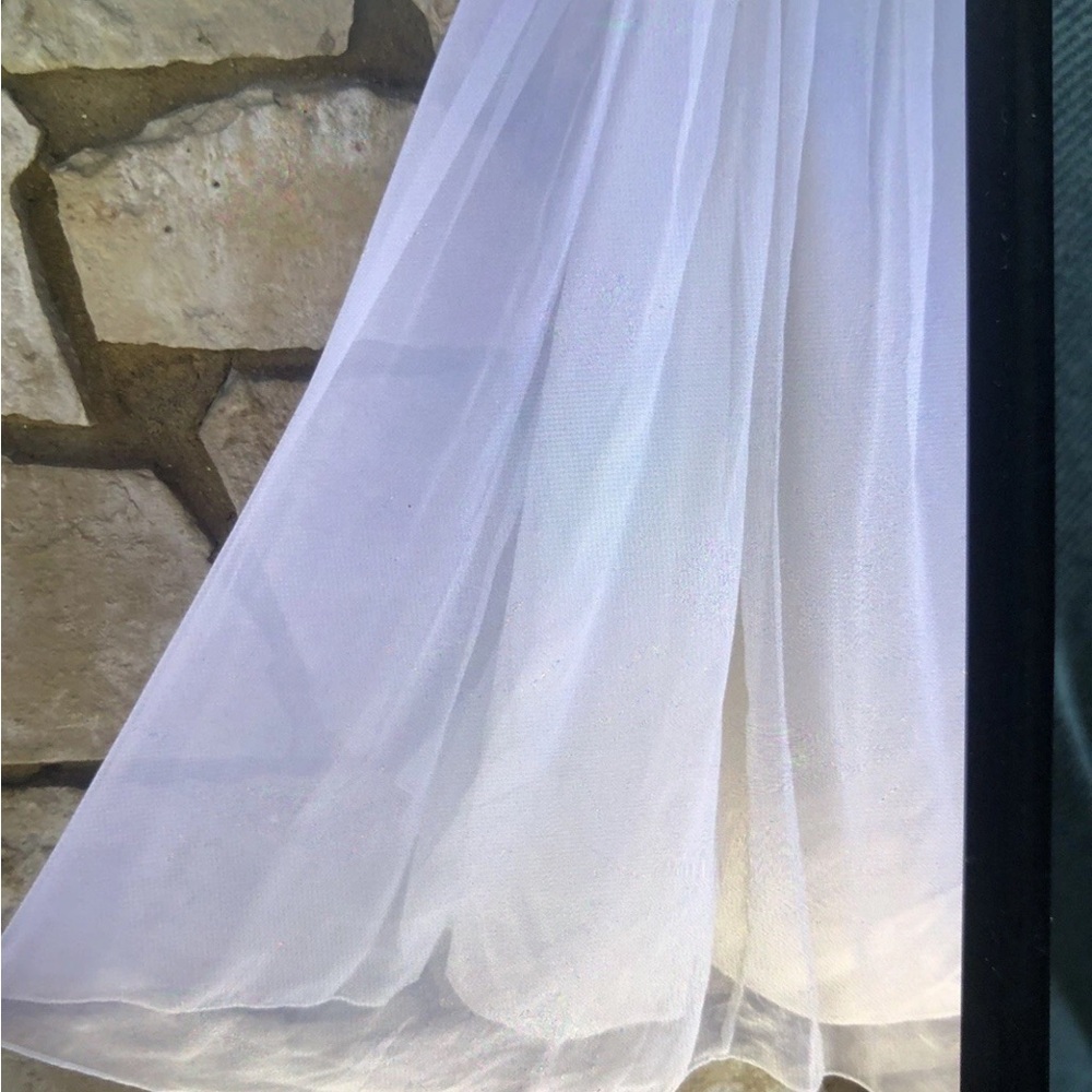 Vintage White Chiffon Full Maxi Skirt High Waist Beach Boho Lined Excellent